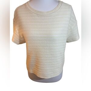 Madewell Ivory Textured Knit Short Sleeve Top Women’s XS Cotton Blend